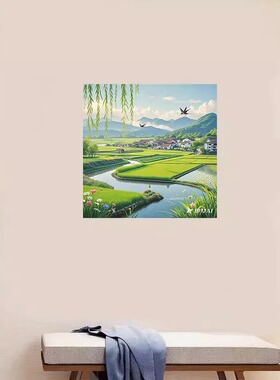 田园春意盎然大自然风景贴纸画家用客厅贴墙出租屋宿舍墙上自贴