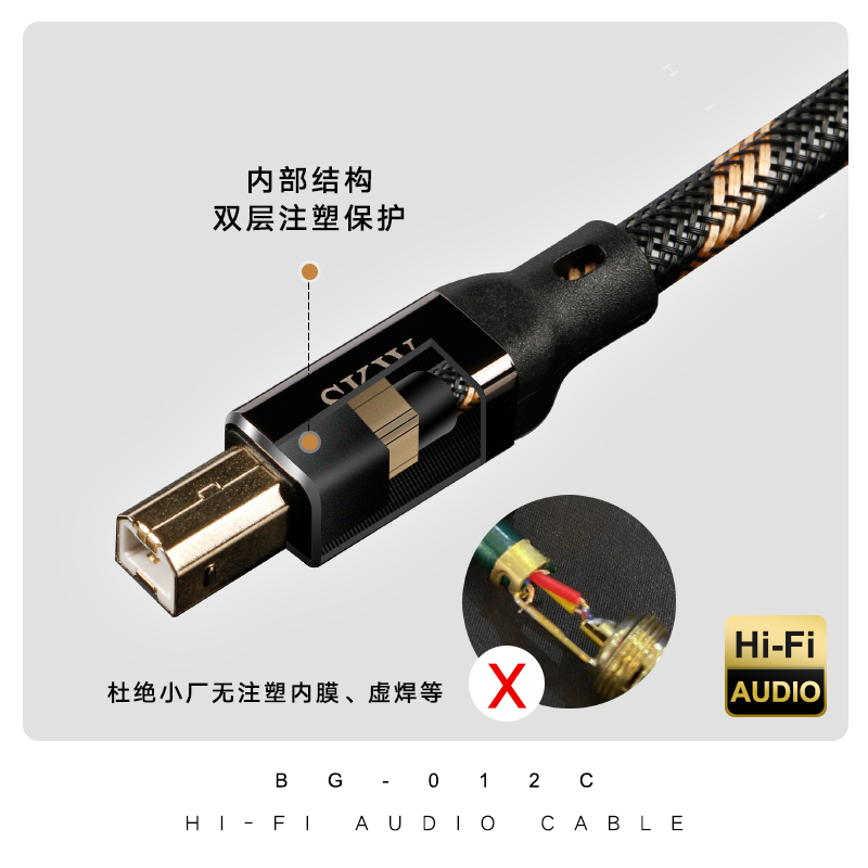 SKW 单晶铜Type-c音频线USB-C转B方dac解码线纯铜电脑声卡数据线 - 图2