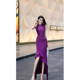 Ukofil Rouge Zui original design light luxury high-definition fishtail sleeveless slim high-waist elegant dress