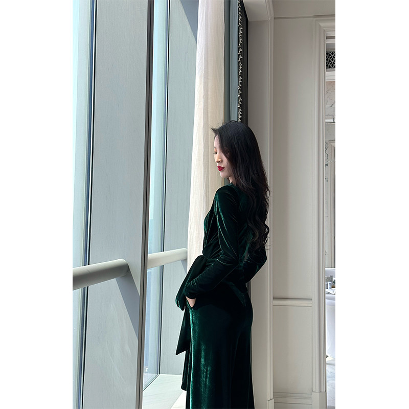 YOUKEFEIER原创时尚设计感秋季新款长袖气质显瘦纯色丝绒连体裤,淘宝优惠券,粉丝福利购,淘宝优惠卷