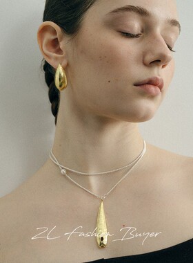 SOFTROOM果荚双面叶片Y字长项链