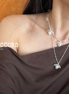 现货26SS新款DACCORD仲夏夜果天然白水晶吊坠银色项链叠戴高级