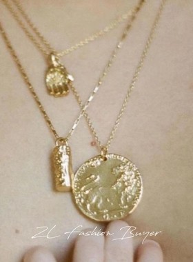 现货Alighieri英国纯手工圆柱锥形小手雕刻复古高级叠戴项链男女