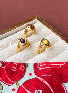 现货LA2L法国椭圆宝石镶嵌纯手工雕刻纹理复古高级戒指POUR TOI