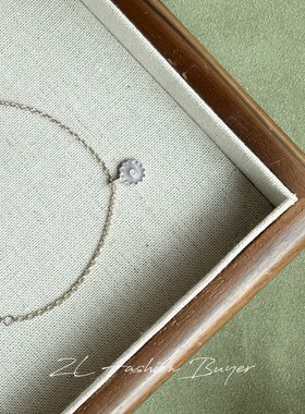 现货PO XIAO浅紫色珐琅立体弗朗花朵手链清新小众纯银官方授权