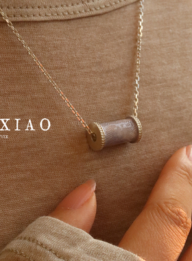 现货PO XIAO纯手工风信紫色珐琅三色堇玑镂雕刻桶珠项链