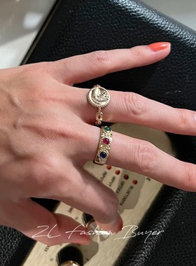 温莎圆形狮子立体雕刻硬币戒指