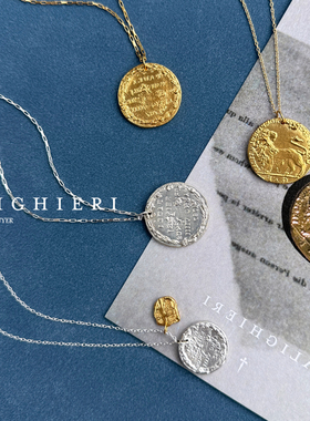 Alighieri金银狮子雕刻硬币项链