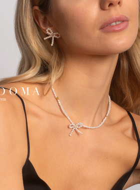 Fedoma立体蝴蝶结施华洛珍珠项链