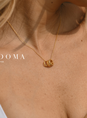 Fedoma三圆环纹理宝石镶嵌项链