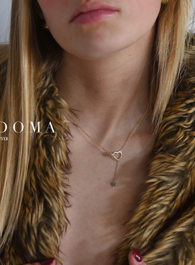 官方授权Fedoma心形串连爱心环扣水晶镶嵌Y形吊坠项链25SS新款