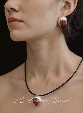 SOFTROOM红浆果拉丝黑绳项链