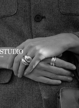 现货Lie Studio纯银立体雕塑风环形纹理丹麦高级简约叠戴戒指