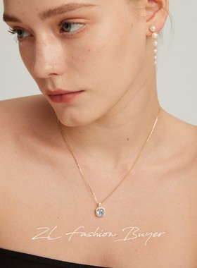 Fedoma方形蓝色托帕石高级项链