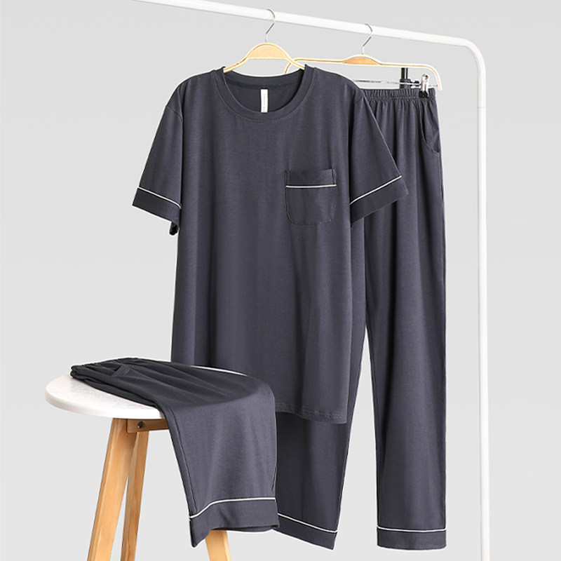 男士三件套夏季短袖长裤莫代尔睡衣 芬诗漫睡衣/家居服套装