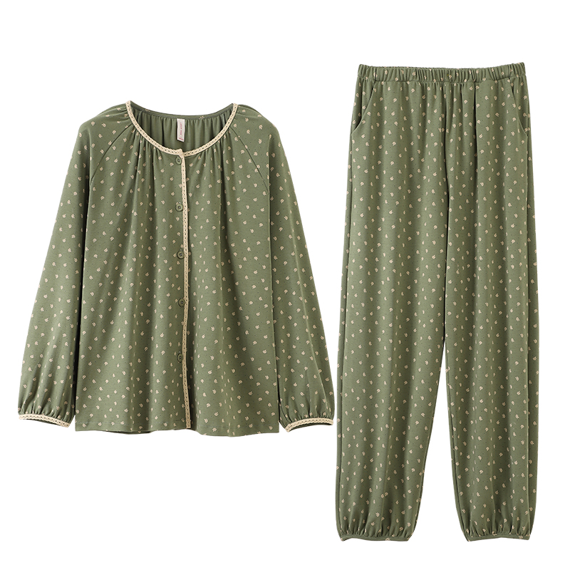 睡衣女士春秋款纯棉长袖女款2025新款秋季薄款秋冬宽松碎花家居服 - 图3
