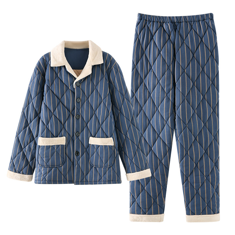 睡衣男士冬季加厚纯棉秋冬款超厚三层保暖夹棉2025新款男款家居服,淘宝优惠券,粉丝福利购,淘宝优惠卷