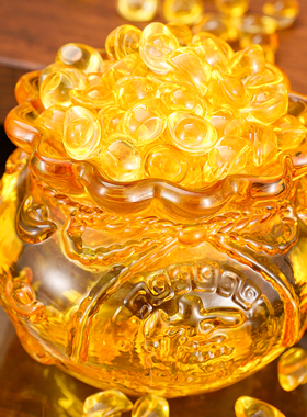 【钱袋】水晶摆件家居办公室玄关配饰钱袋旺宅乔迁礼品摆件