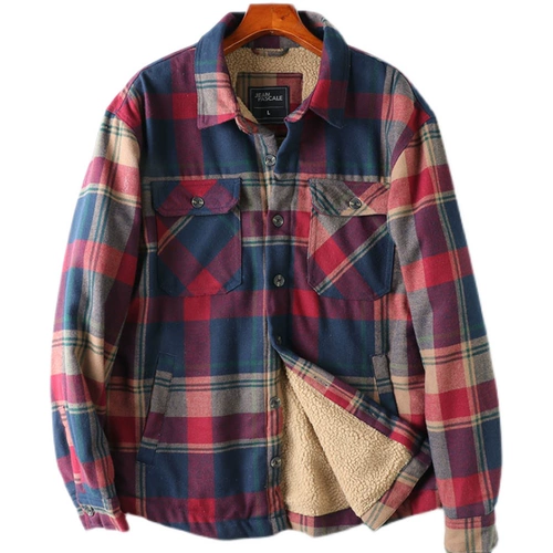 Ретро мужская куртка, хлопковые джинсы с начесом, лонгслив, рубашка, в американском стиле