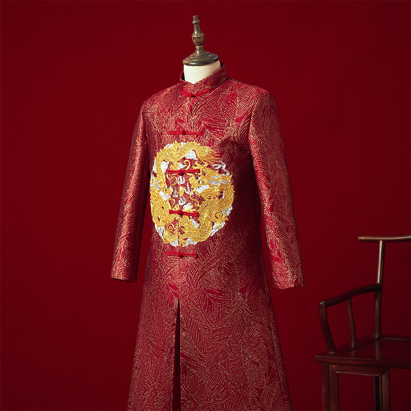 秀禾服新郎2020新款男士秋结婚礼服 花作衣民族服装