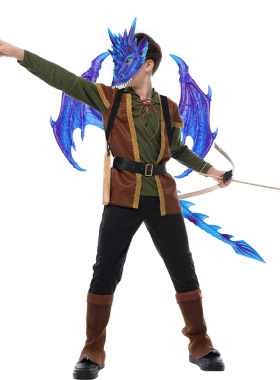 定制万圣节道具Halloween儿童派对装饰龙翅膀尾巴面具套装cosplay