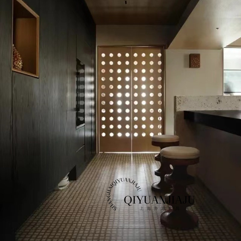 中古风实木黑色岛台餐桌椅子 法式复古吧台吧椅家用餐厅高脚椅子,淘宝优惠券,粉丝福利购,淘宝优惠卷