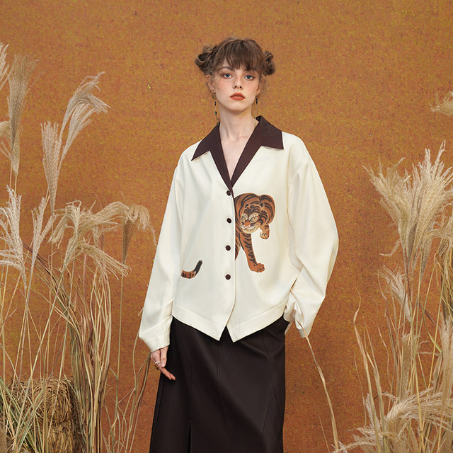 Kamo original niche long-sleeved Japanese retro shirt