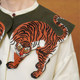 Kamo original tiger embroidered small shawl neckline