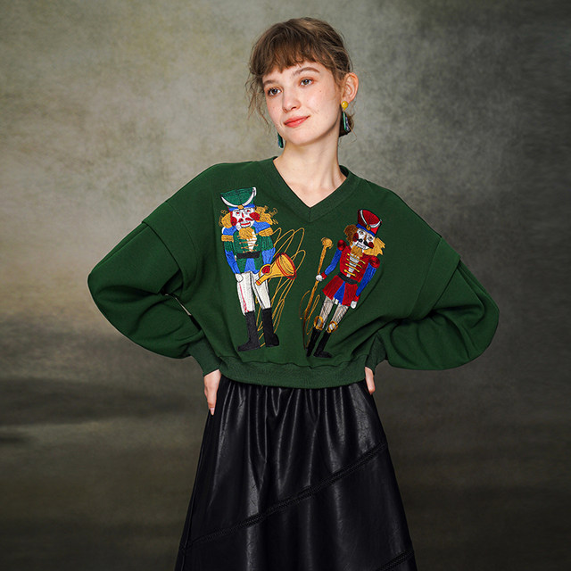 Kamo original V-neck top sweatshirt autumn and winter