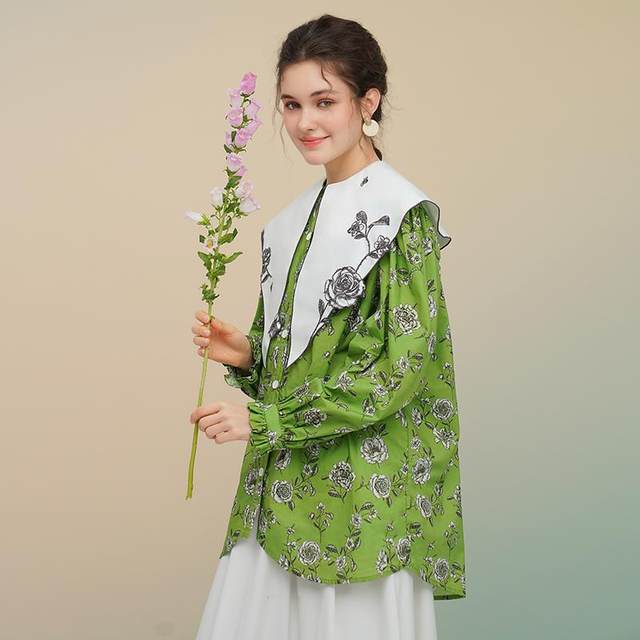 New Chinese style round neck button top