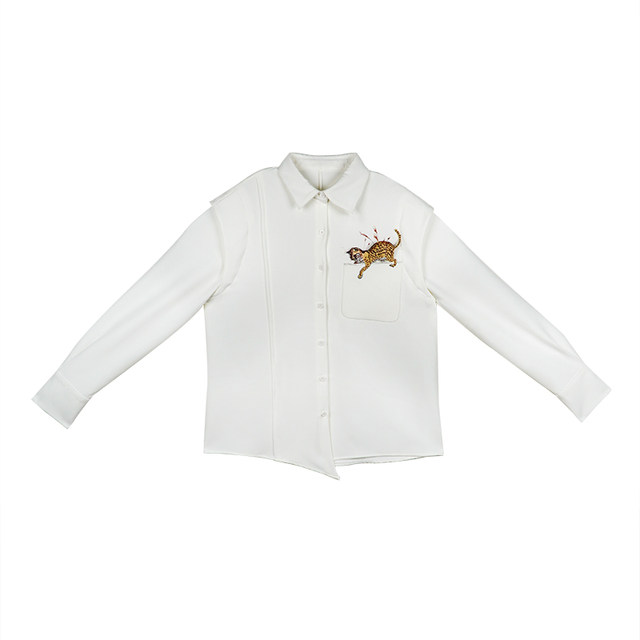 Kamo original leopard pocket embroidered shirt