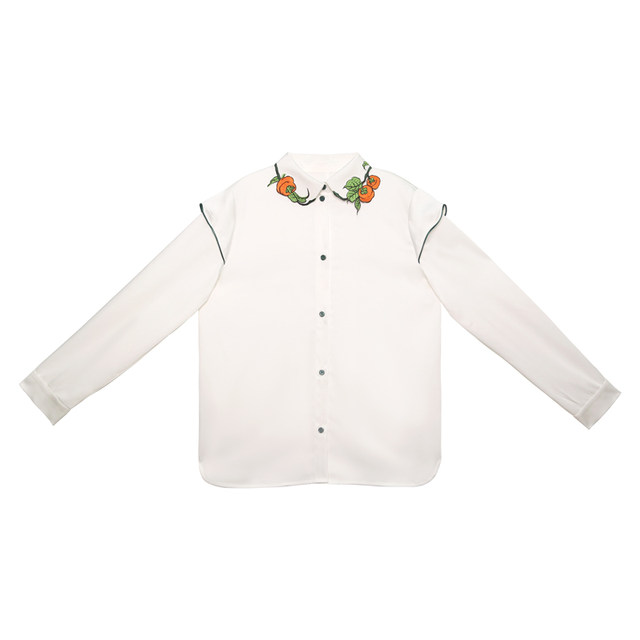 Kamo original design persimmon embroidered collar shirt
