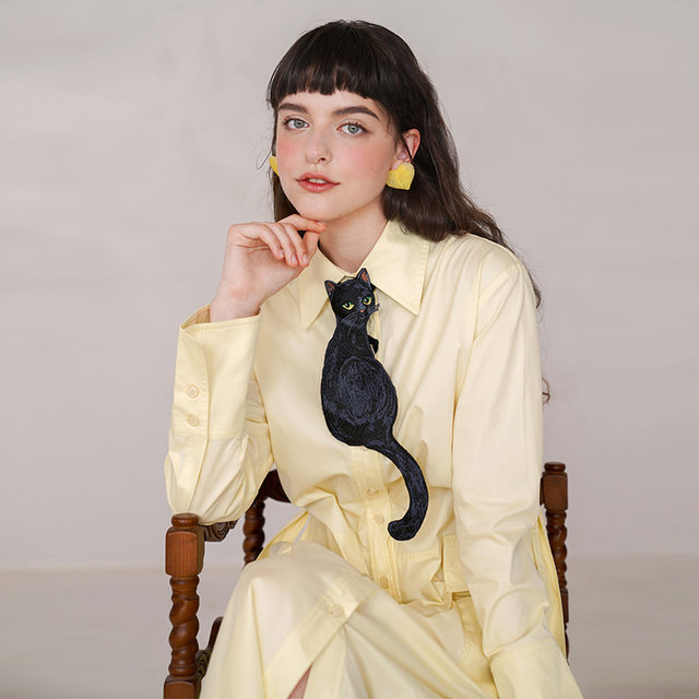 Kamo original black cat series tie