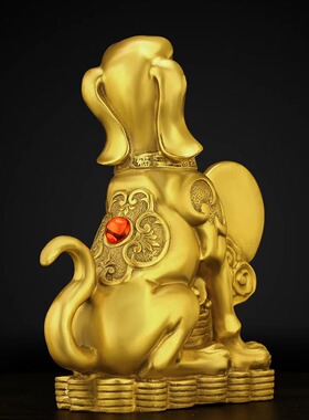 铜狗摆件纯黄铜生肖狗金钱狗