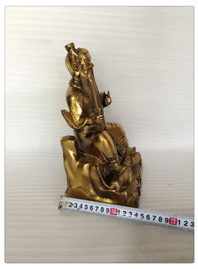 飞龙纯铜9寸张天师像踩虎张天陵像铜像佛像家居摆件工艺品