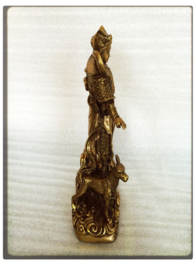 飞龙  纯铜 二郎神佛 杨戬 哮天犬 工艺品家居黄铜桌面摆件
