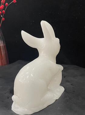 天然白玉兔子摆件家居客厅酒柜电视柜办公室装饰品工艺品礼品摆设
