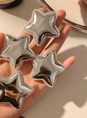 大号银色胖y2k星星发夹 可爱侧边刘海碎发发饰五角星夹新款