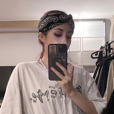 网红街头酷发带女韩版ins个性腰果花头巾复古宽边针织毛线束发箍 虎窝淘