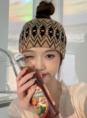 日系毛线发箍发带民族风头套帽女