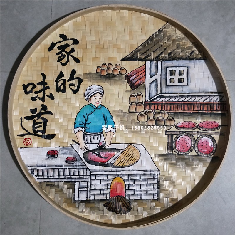 簸箕画田园茶庄饭店火锅店复古墙面挂件农家乐装饰画家的味道挂画 - 图2