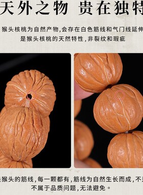 猴头土豪串京八棱小核桃手串凤羽猴头南瓜桩男女单圈佛珠文玩批发