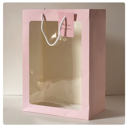 开窗手提袋网红橱窗袋透明花袋ins鲜花袋超大礼品包装袋