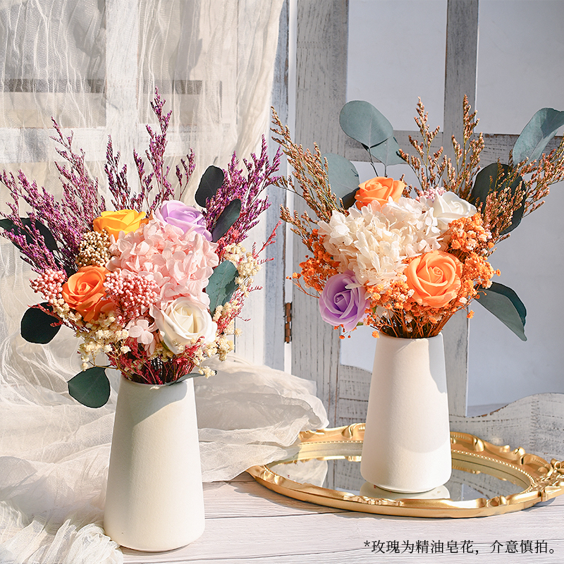 高级干花花束摆件装饰真花家居客厅摆设网红ins轻奢满天星永生花 印象时光 淘优券