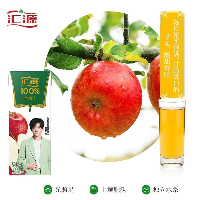 汇源100% 苹果汁 桃汁200ml*12盒/18盒整箱浓缩果蔬汁果汁饮料