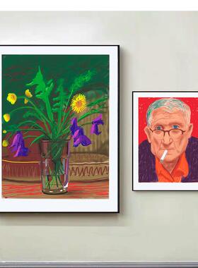 大卫霍克尼David Hockney自画像混搭波普艺术风格海报油画布画芯