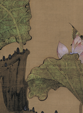 明陈洪绶荷花鸳鸯图真迹复制艺术微喷古画卷轴画花鸟装饰画芯临摹