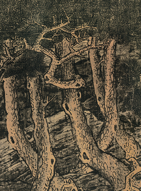 宋李唐万壑松风图复古国画山水画绢布画心复制高清微喷客厅装饰画