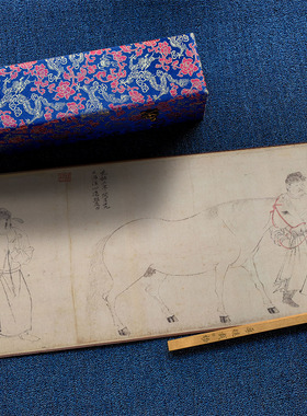 北宋李公麟五马图工笔马国画临摹画稿高清微喷客厅卧室书房装饰画