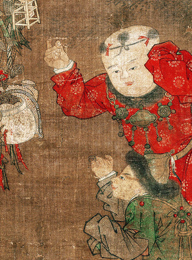 北宋 苏汉臣 货郎图 名家人物画竖轴挂画书房卧室装饰画画芯装裱